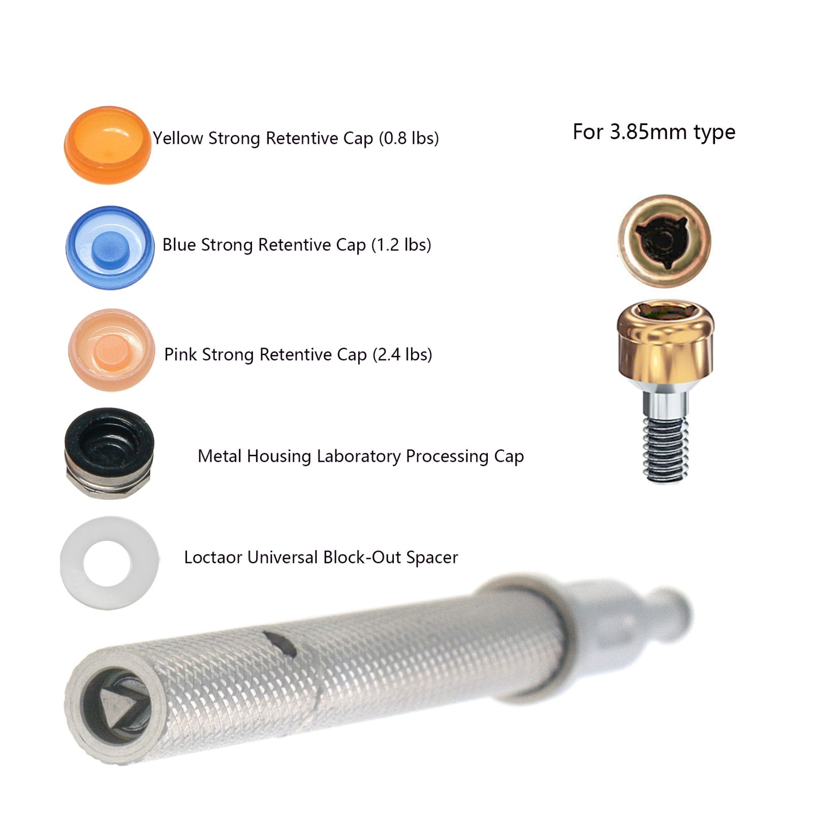 US Universal Dental Retention Caps Insertion Extraction Remove Locator Core Tool