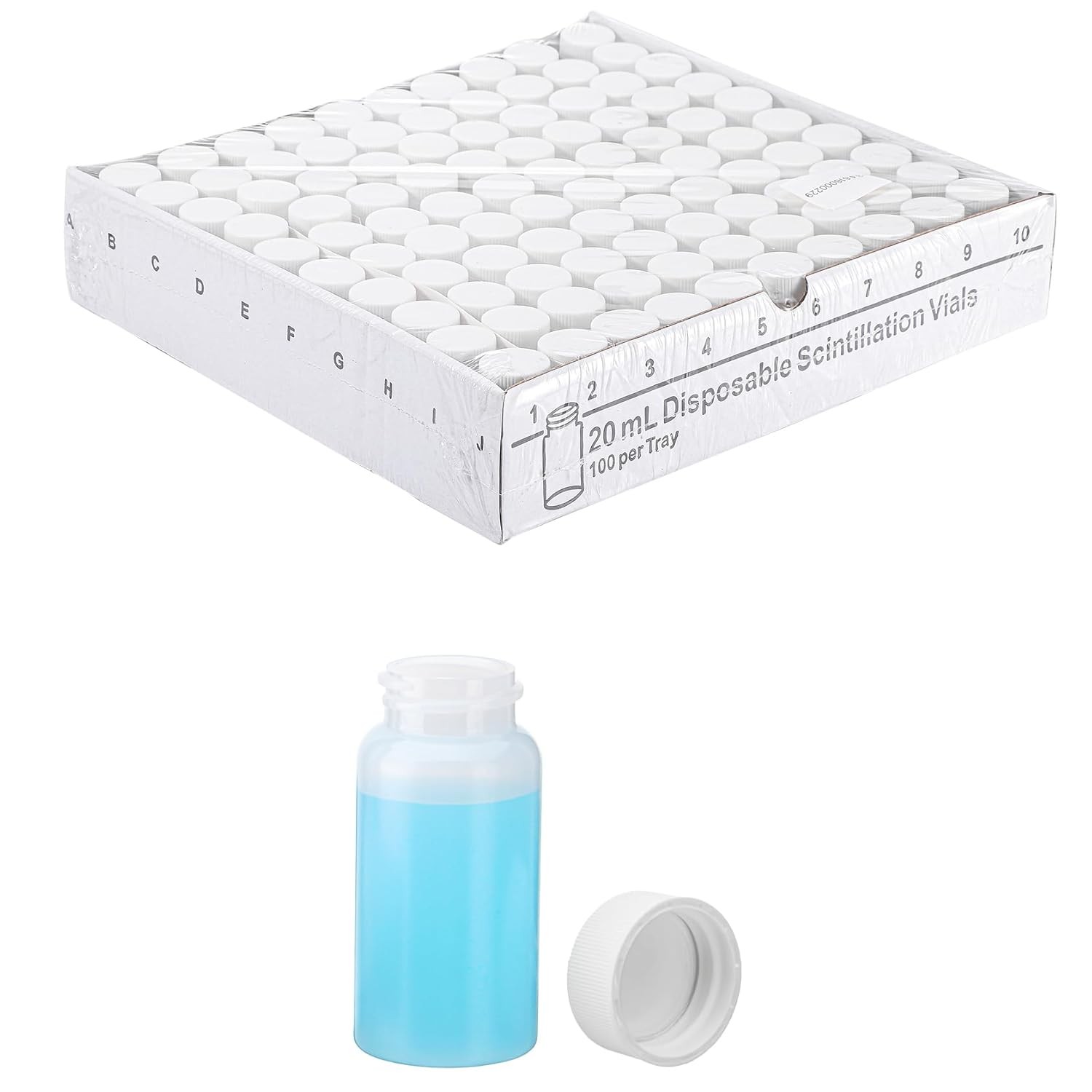 100PCS 20ml Scintillation Vials Counting Vials HDPE Plastic Clear Sample Vials