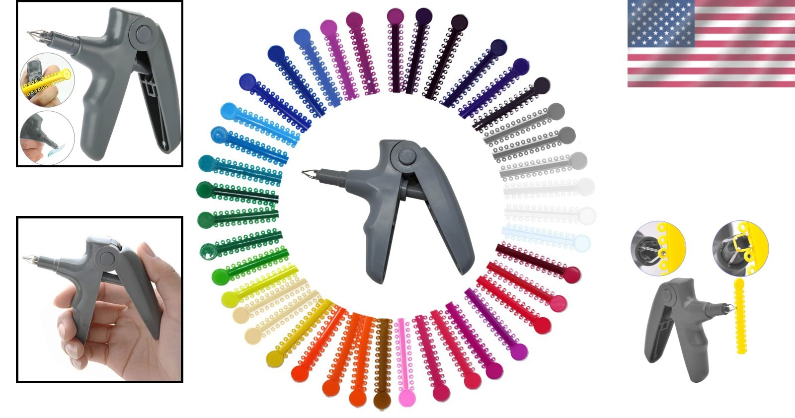 Complete Dental Braces Tool Set – 1040 Multi-Color Ligatures & Application Gun