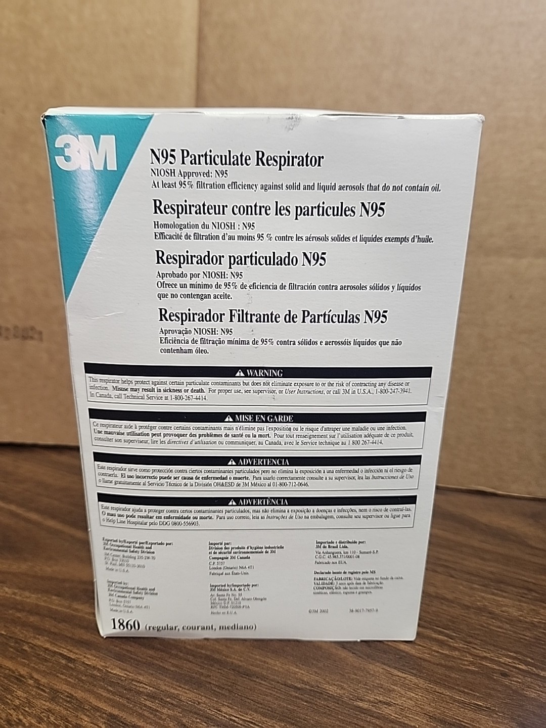 NEW 3M 1860 N95 NIOSH MASK pack of 20 regular latex free surgical medical