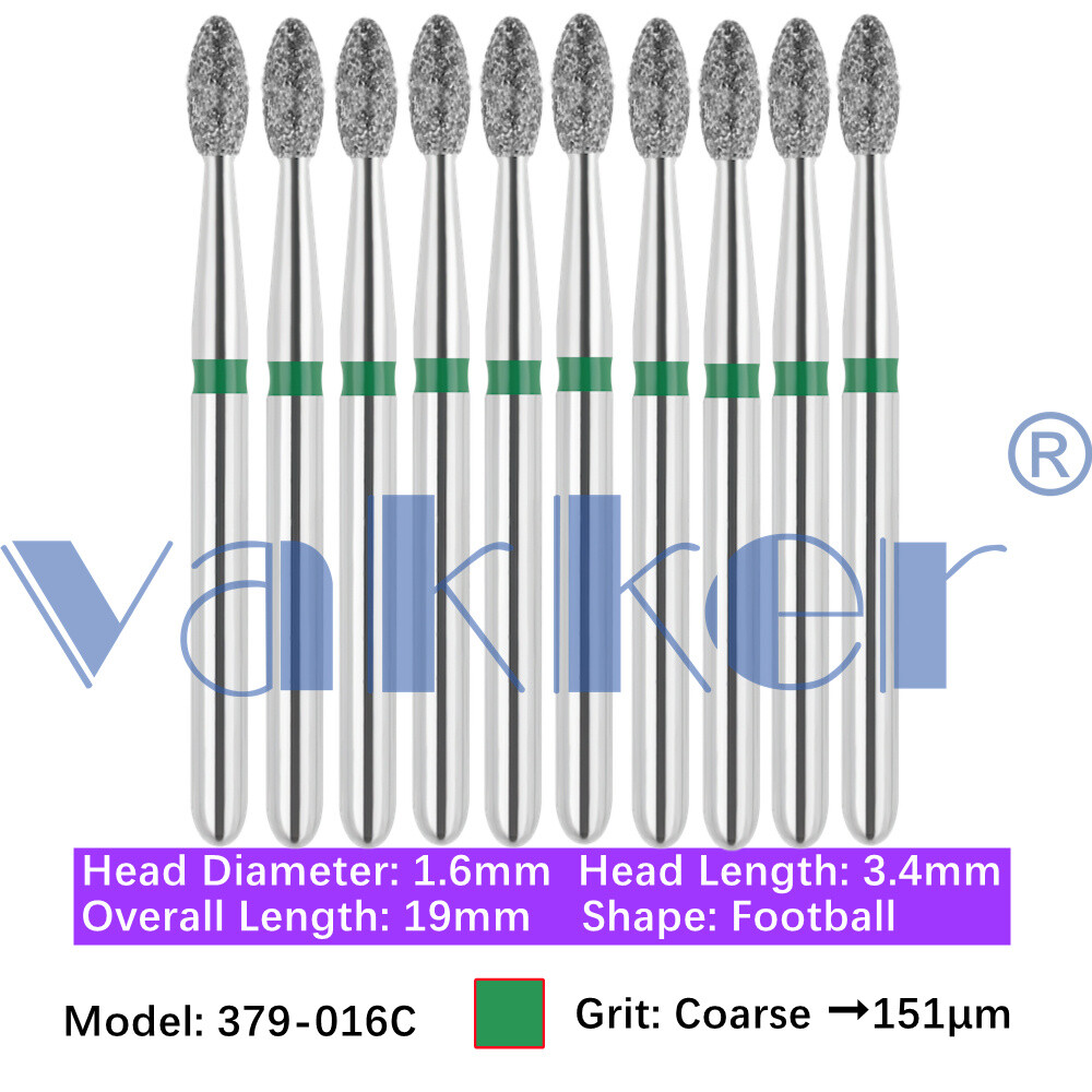 Vakker® 10pc/pk Diamond Burs Egg Diamond Bur Super Fine Medium Coarse