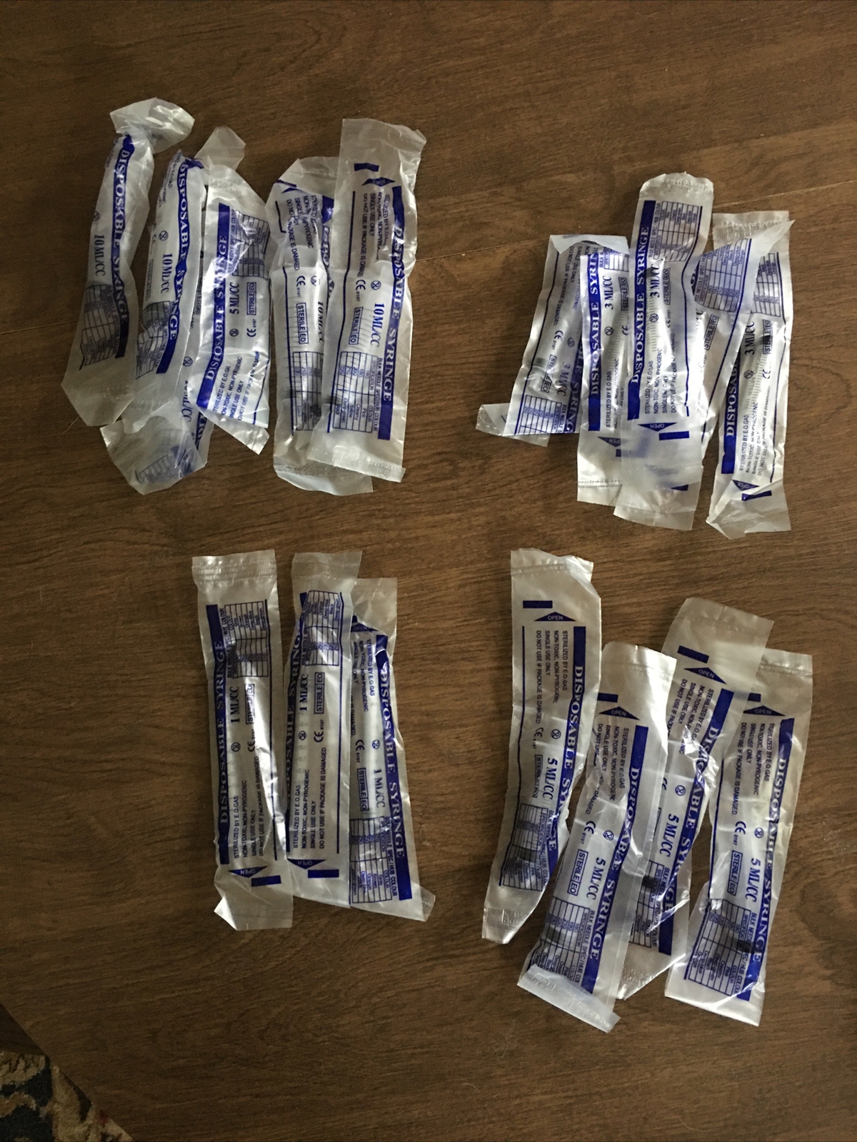 Disposable Syringes 18 Ct: Mixed Lot: 10ml~5ml~3ML~1ml Individually Sealed Pkgs