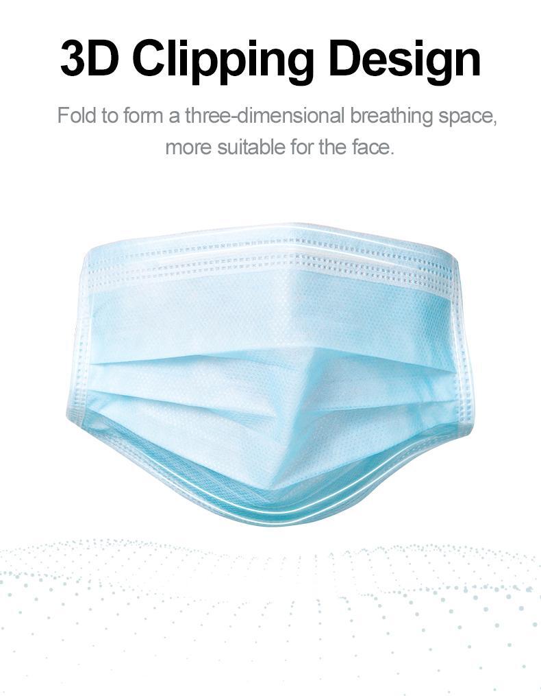 3-Layer Disposable Face Masks Non-Woven Anti-Dust Mask with Ear Loops
