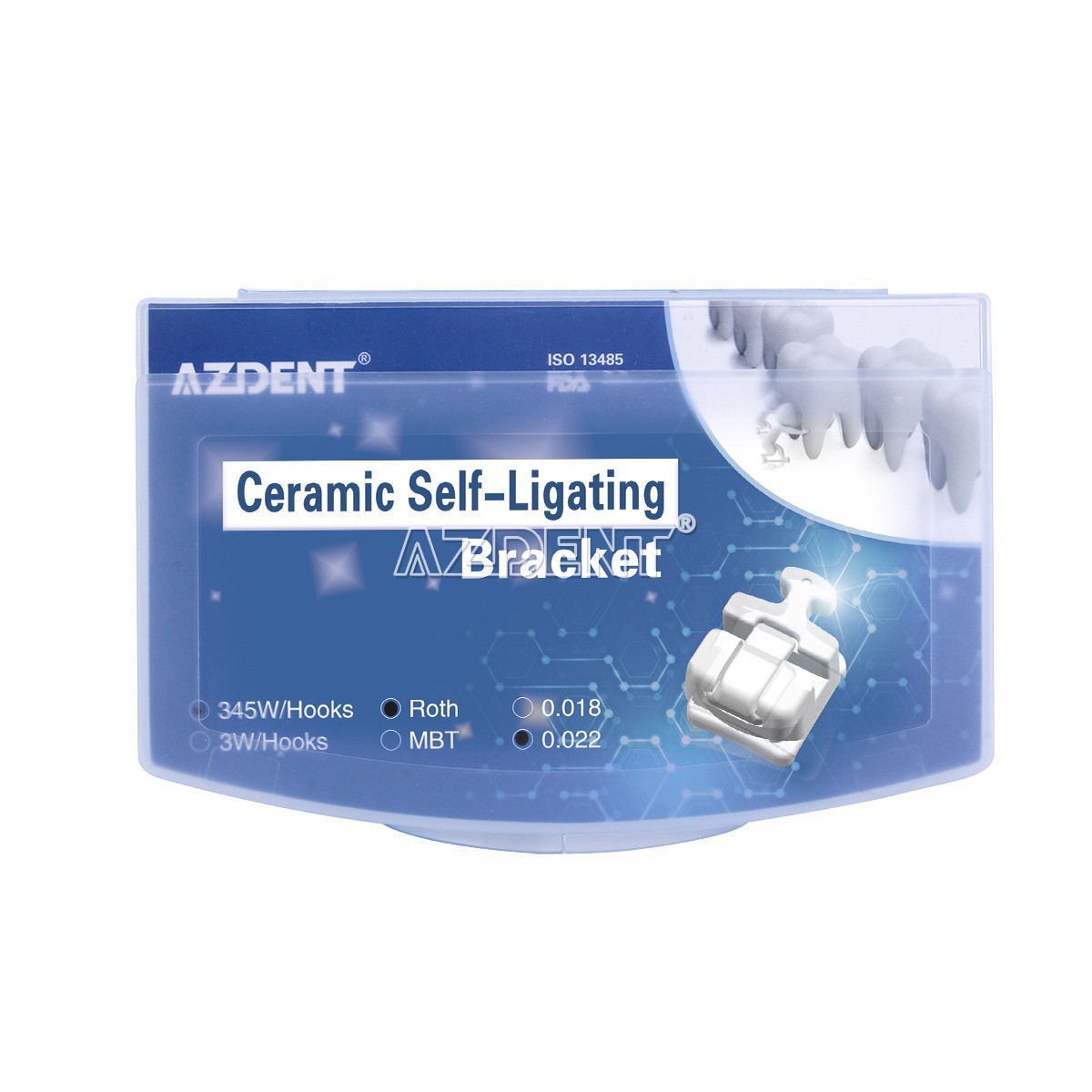 AZDENT Dental Ortho Self Ligating Clear Ceramic Bracket Braces ROTH 022 Hook 345