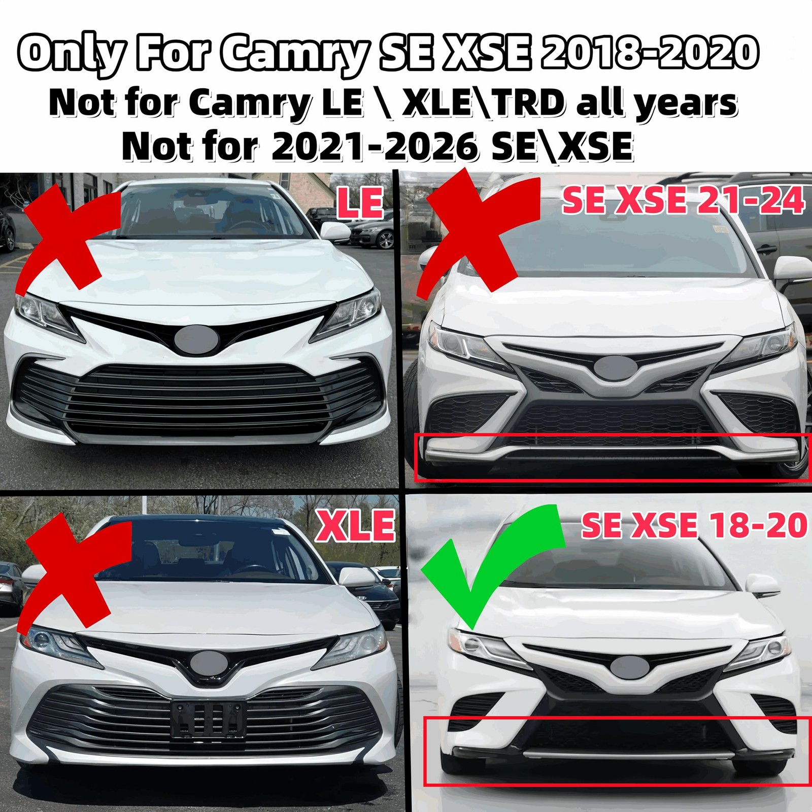 Front Spoiler Lip Splitter for Toyota Camry SE XSE 2018-2020 Carbon Fiber Print