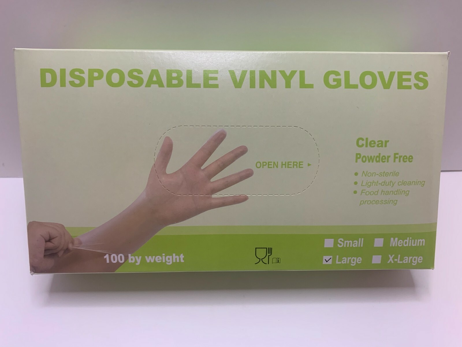 Large Vinyl Gloves Latex Free Rubber, Disposable, Clear, 100-Count, Powder Free
