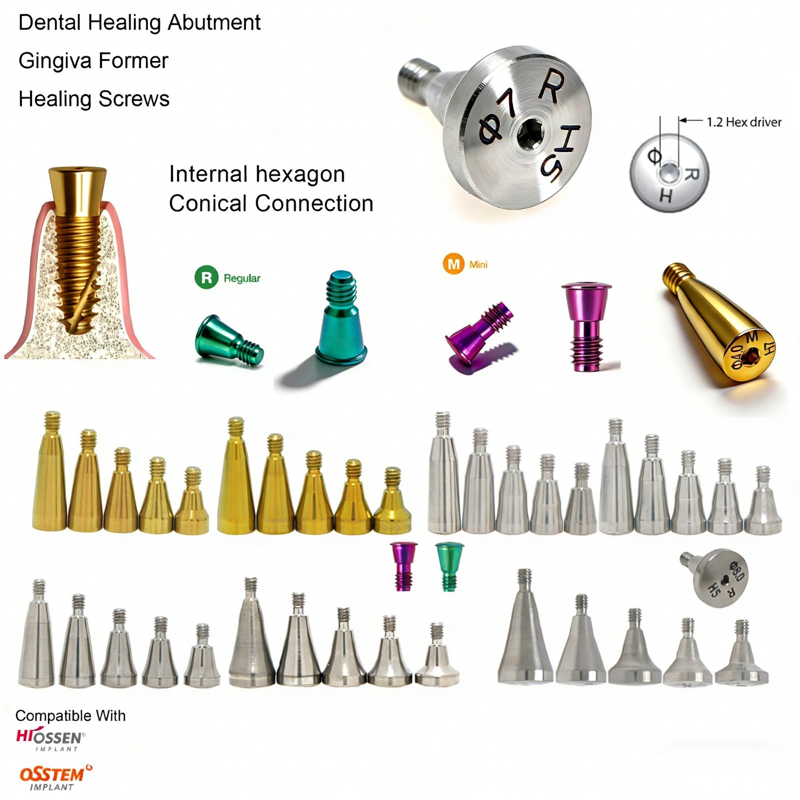 US Dental Healing Abutment Compatible Oss Hiossen ET/TS Mini Regular Platform
