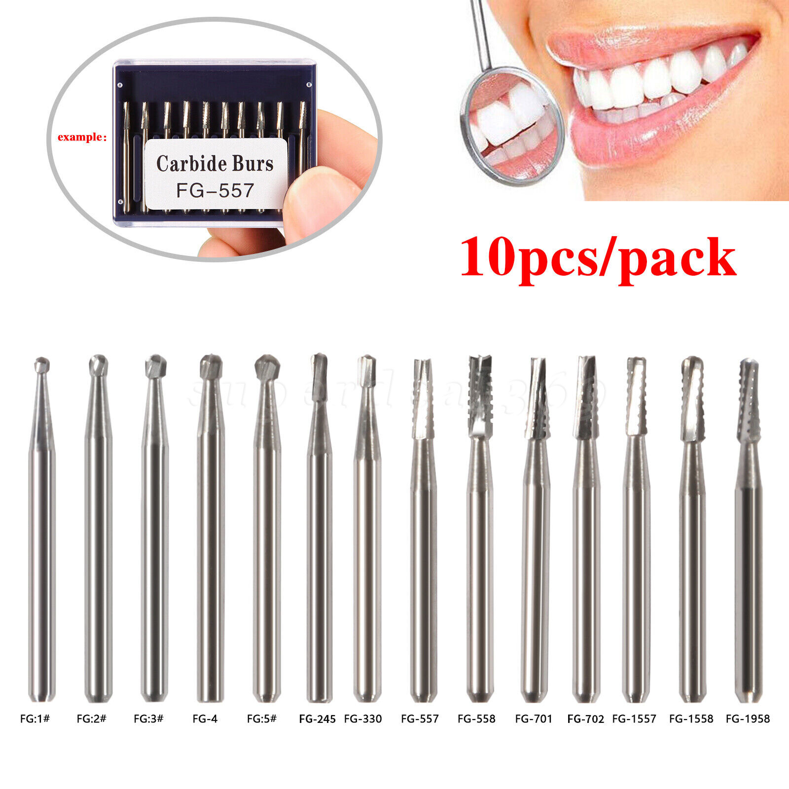 10Pcs/Pack Dental Lab Tungsten Steel Carbide Burs For High Speed Handpiece FG SA