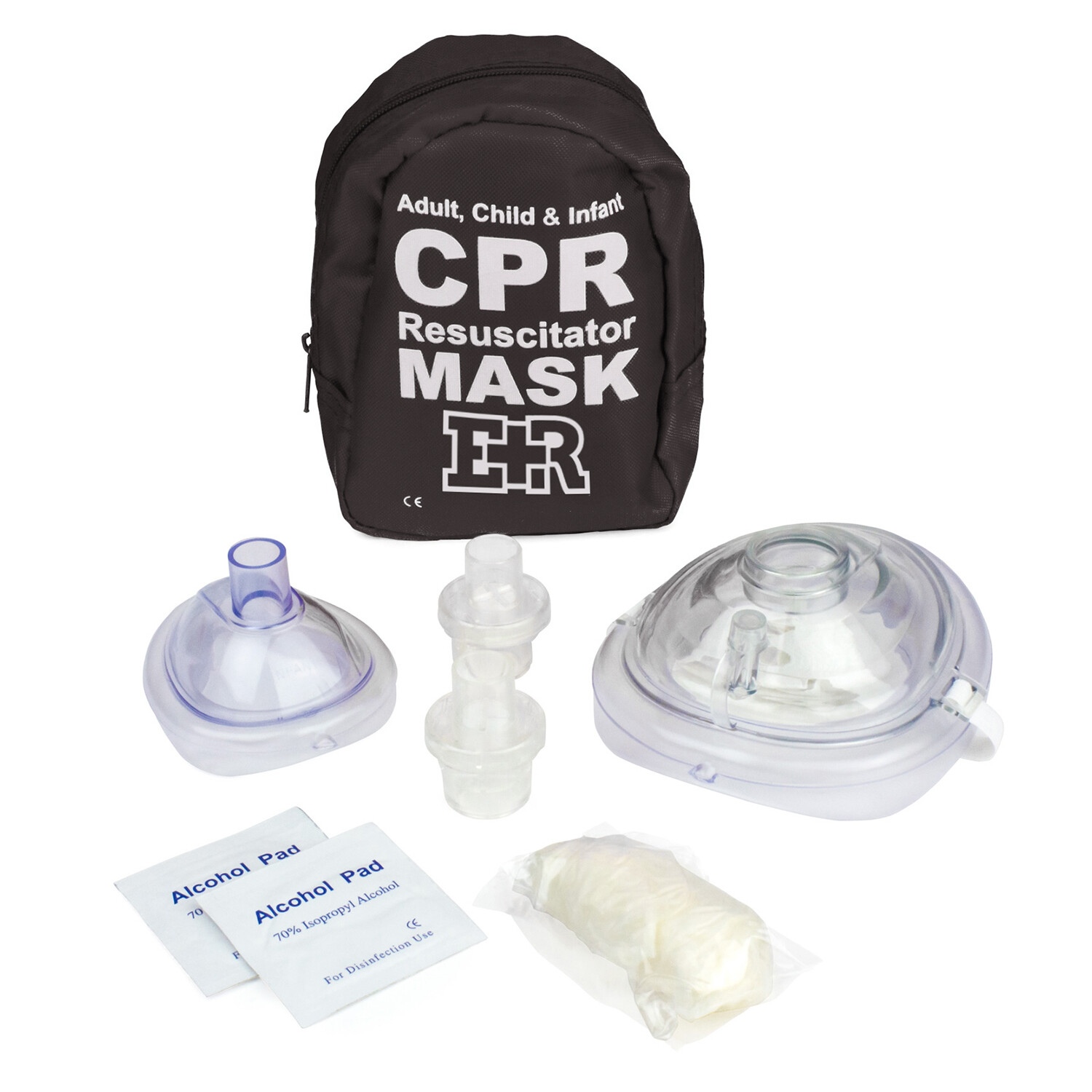 Ever Ready First Aid Adult and Infant CPR Mask Combo Kit – Tactical Black