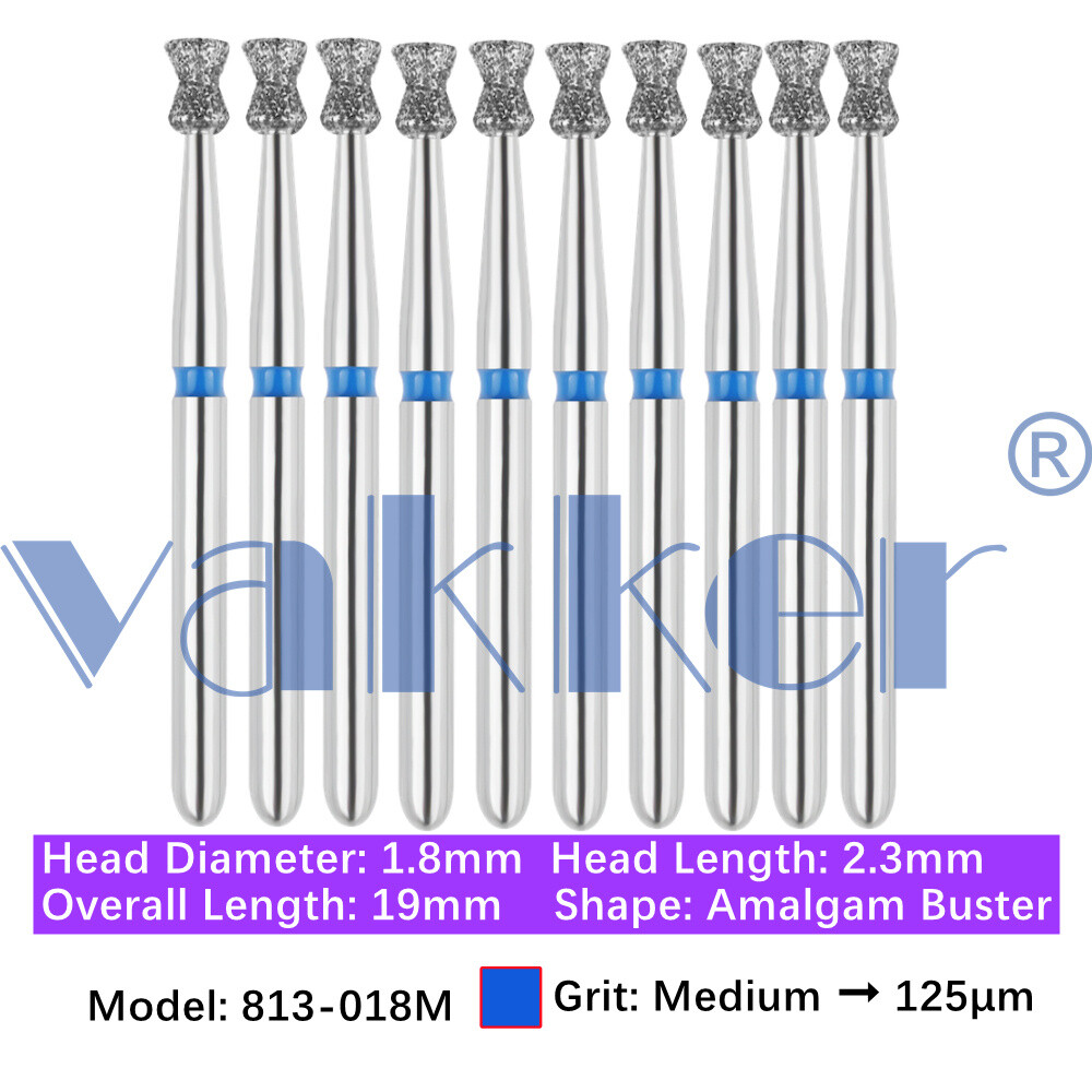 Vakker 10pc Dental Diamond Burs Inverted Cone & Amalgam Buster Handpiece Bur