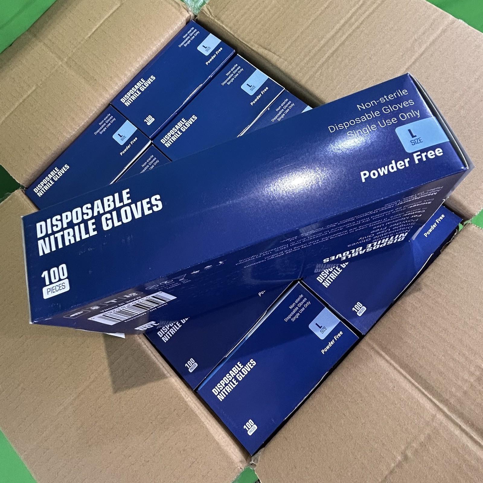 Nitril Exam Gloves – FREE SHIPPING 10 Pack of 100, Large/ Med Powder Free Blue
