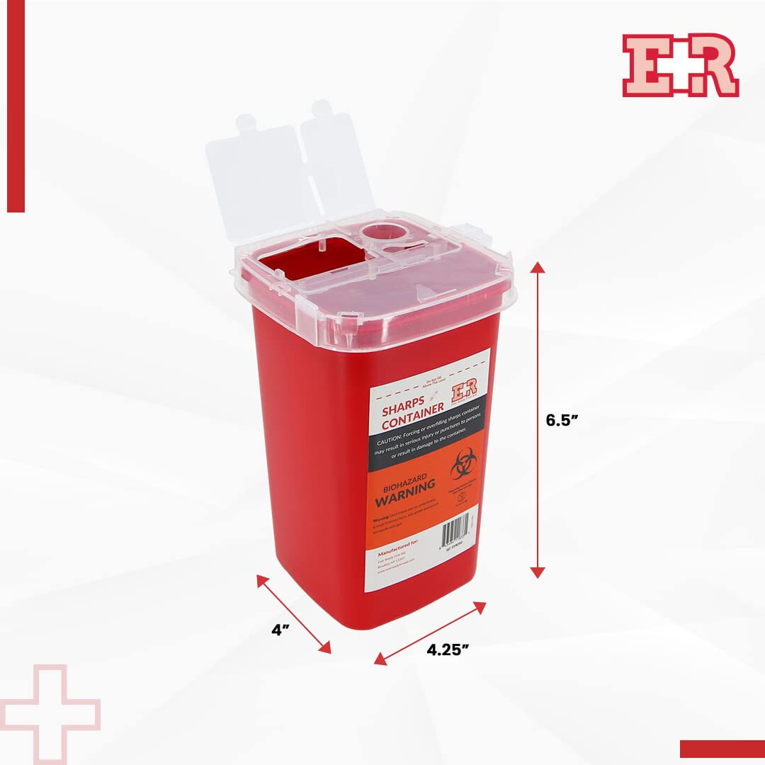 Ever Ready EVR202 Sharps Container Waste Disposal 1 Quarts / 32oz – RED