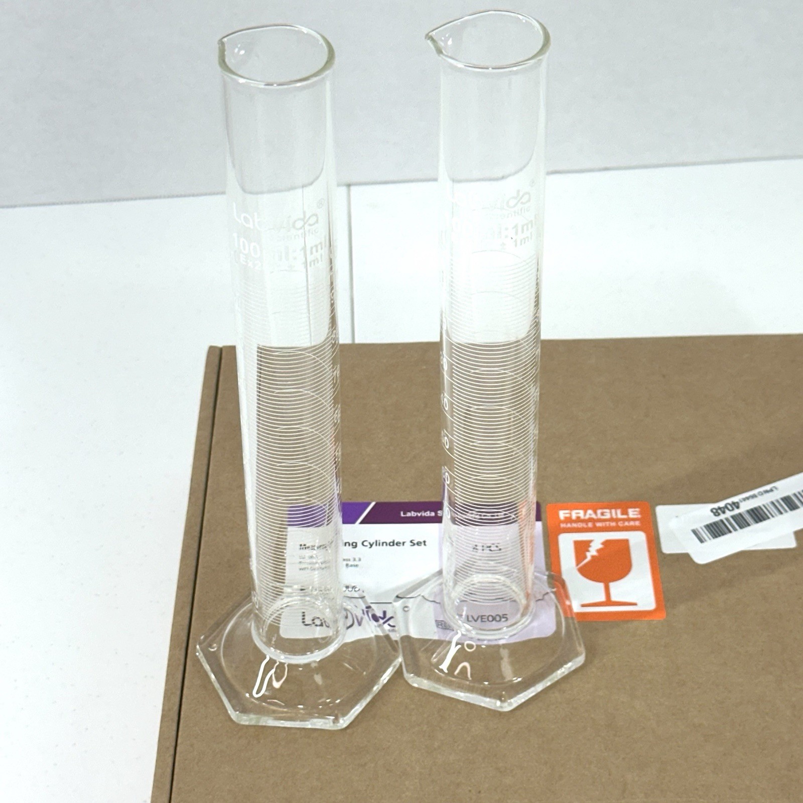Labivida Scientific Measuring Cylinder 2pk 100ml Borosilicate Glass With Hex Bas