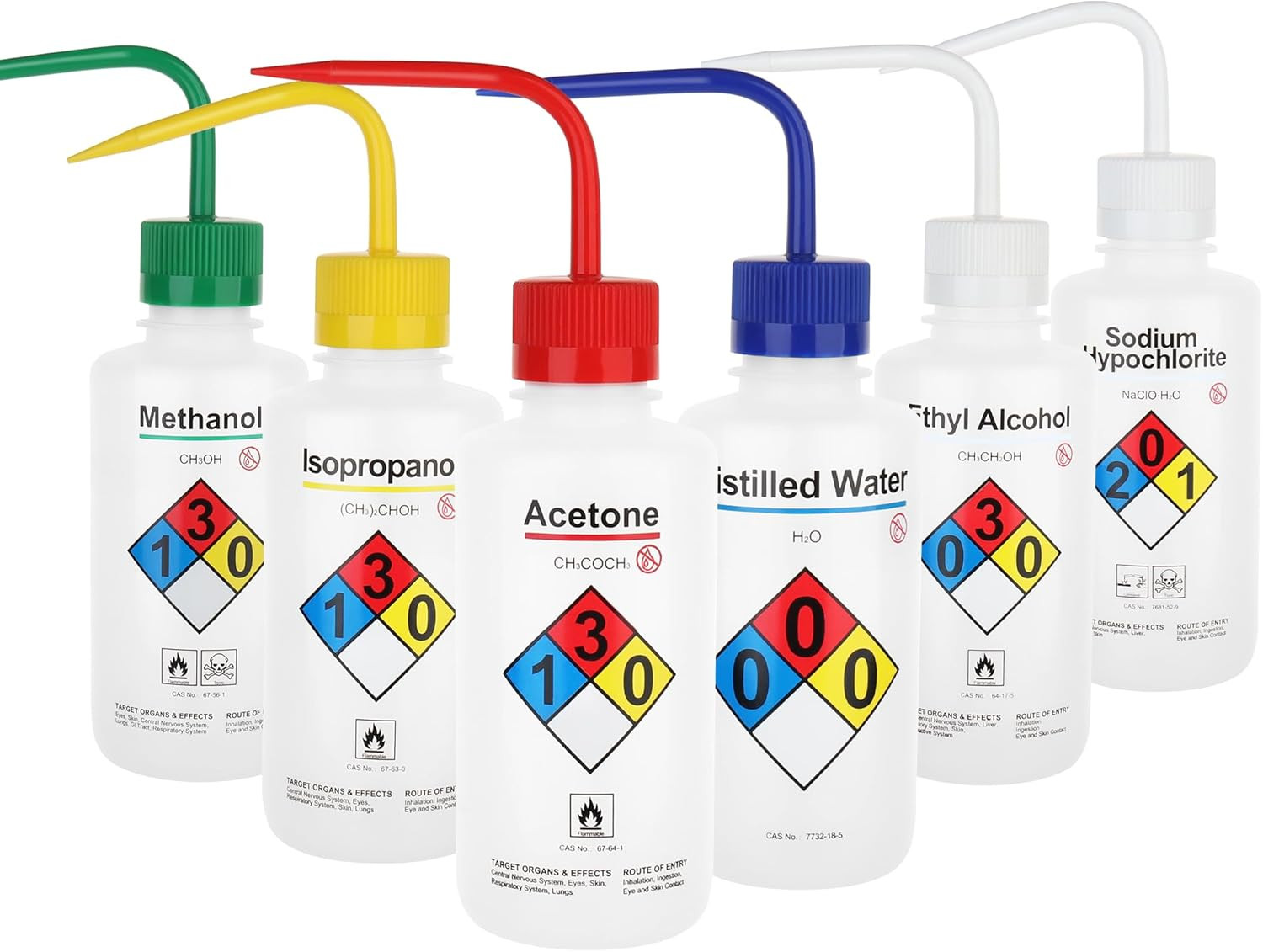 Professional Lab Safety Wash Bottles, 500ml, Set of 6, LDPE Material