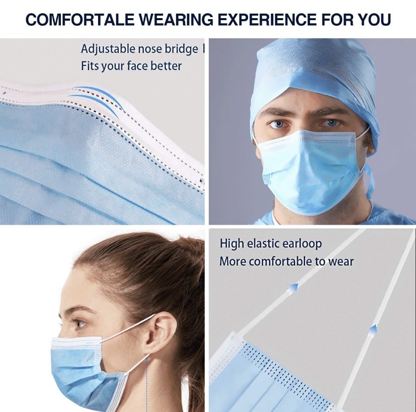 50 PCS Disposable Face Mask 3-Ply Non Medical Surgical Earloop Mouth Dust Cover