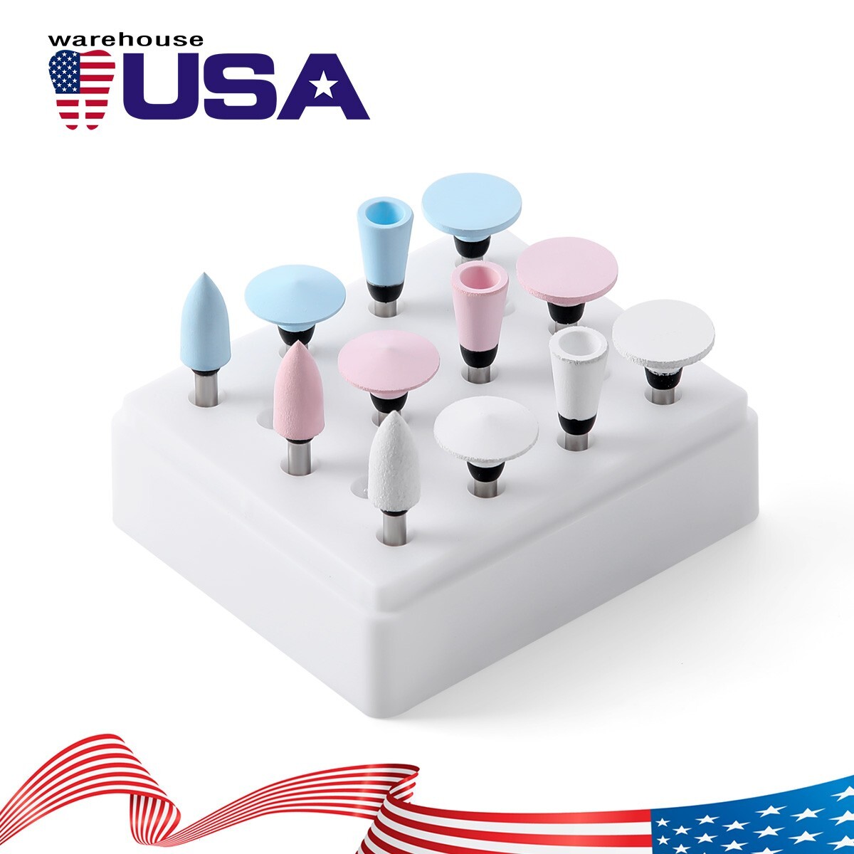 12 Pcs Dental RA Silicone with Aluminium Oxide Polishing Burs Coarse/Medium/Fine