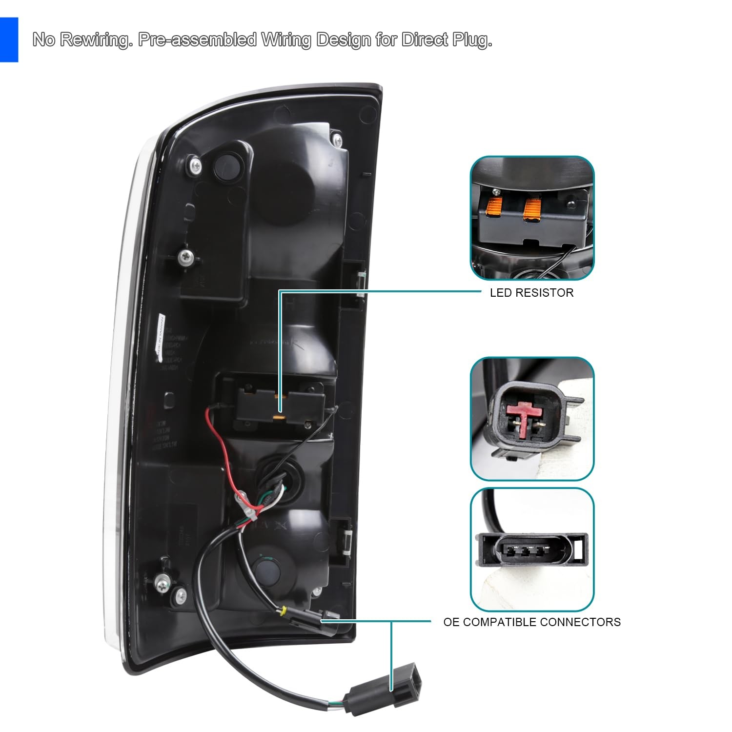 Black Tail Lights w/Red LED 2007-2008 Dodge Ram 1500 2500 3500 Left Right Pair