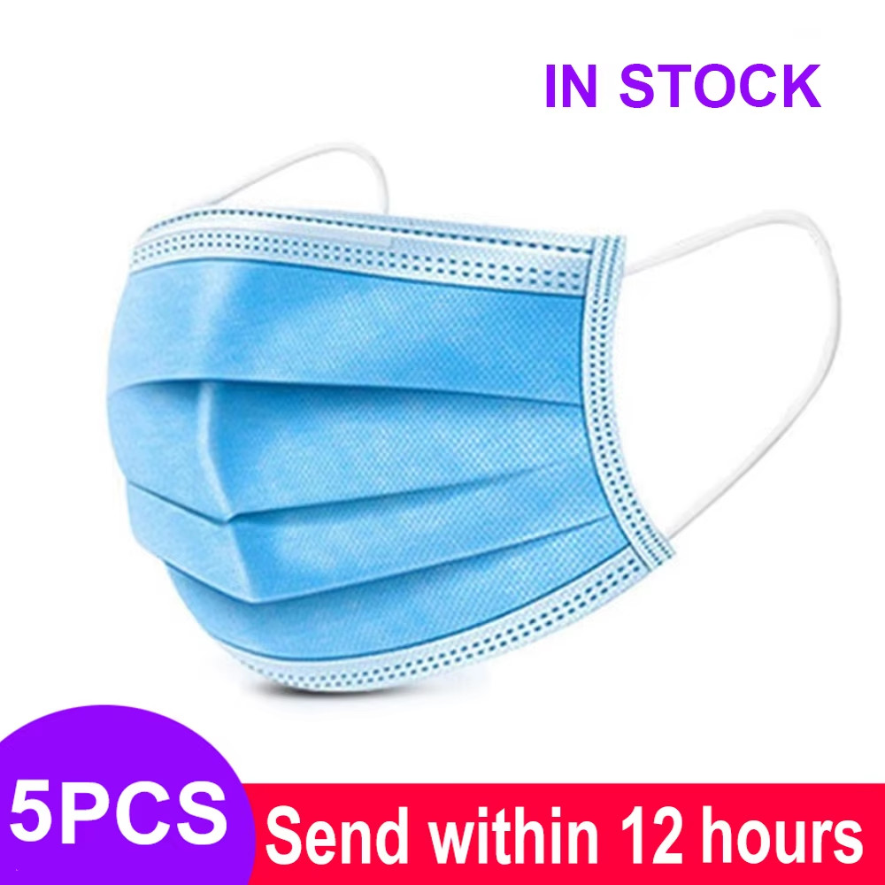 Pink Black Disposable Non-Woven 3-Layer Face Mask Breathable Mask with Elastic E