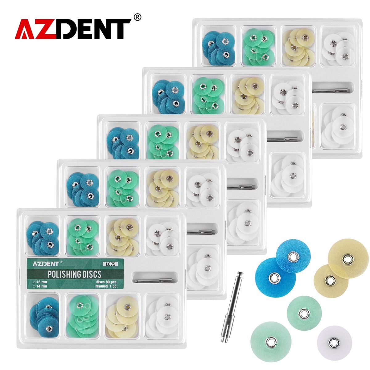 5 Kit de Discos de Pulido para Composite Dental 12mm +14 mm 80pcs + Mandril