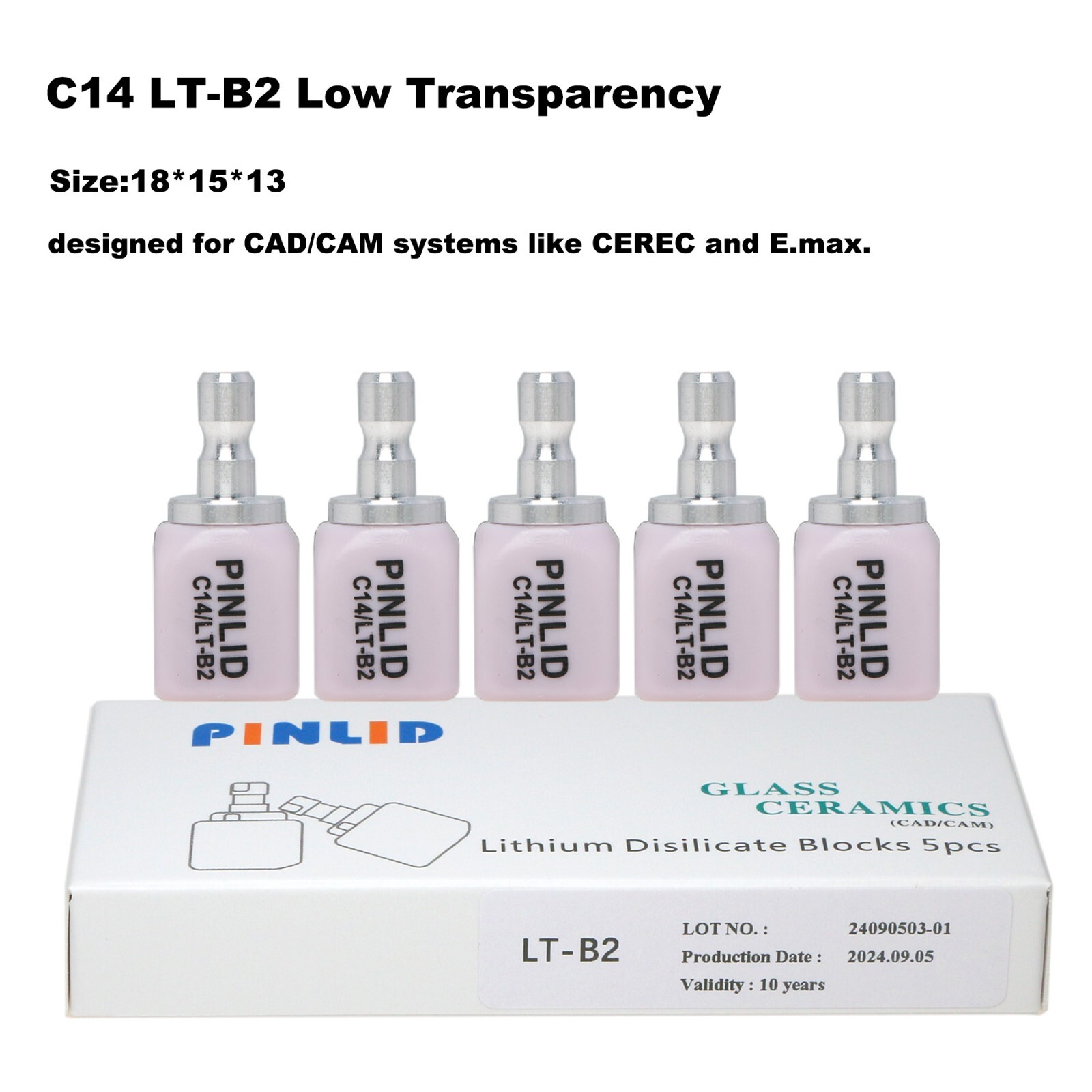 US 5Pcs/Box C14 LT Dental Lab Glass Ceramic Lithium Disilicate CAD/CAM Blocks