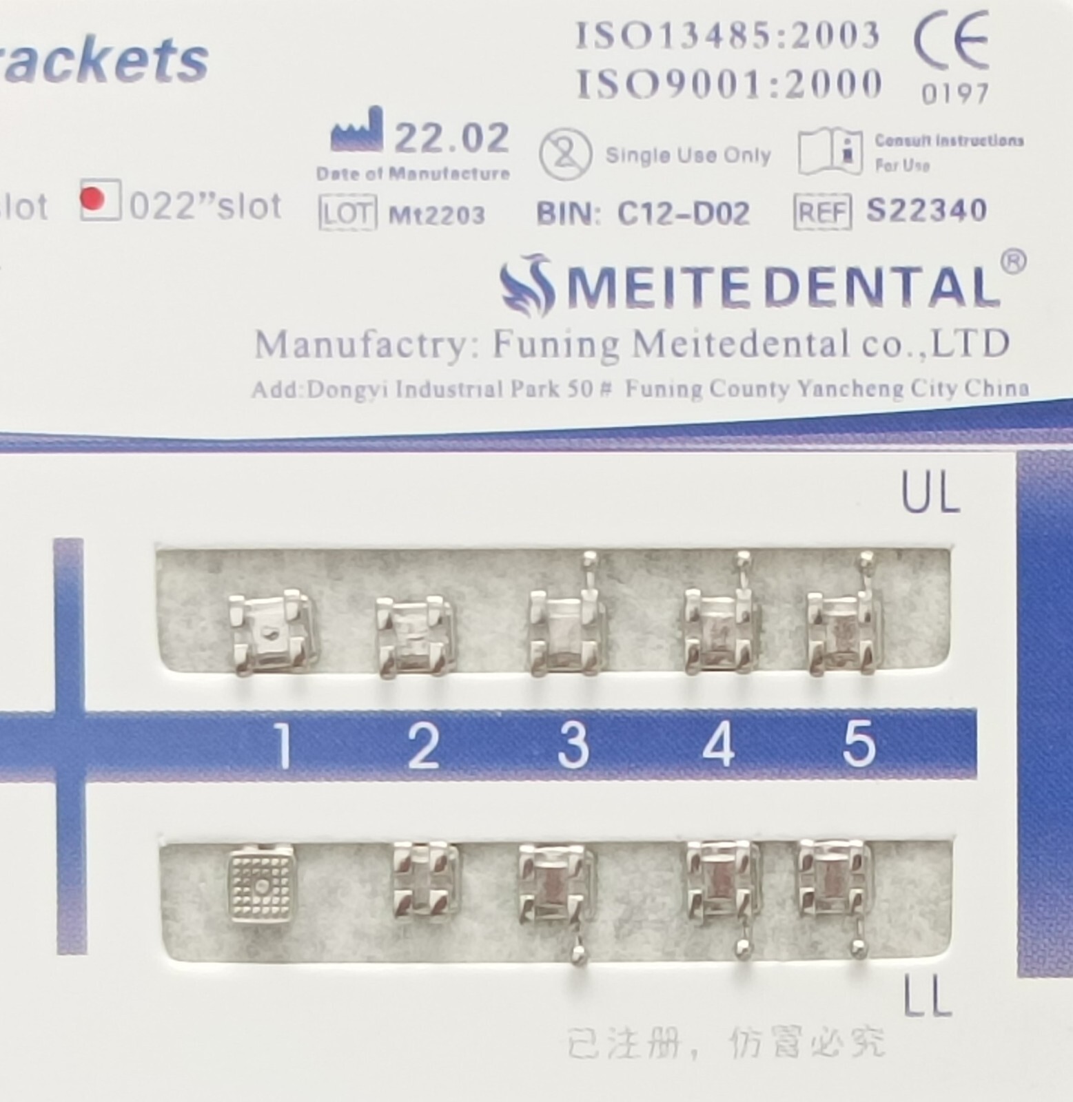 50x Dental Orthodontic MIM Monoblock Brackets Mini Edgewise 022 345 hk Mesh Base
