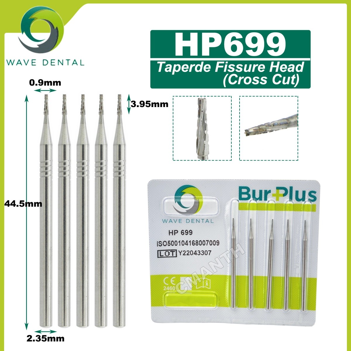 US WAVE Dental Tungsten Carbide Burs Dentistry Drills Dental Bur HP Dia 2.35mm