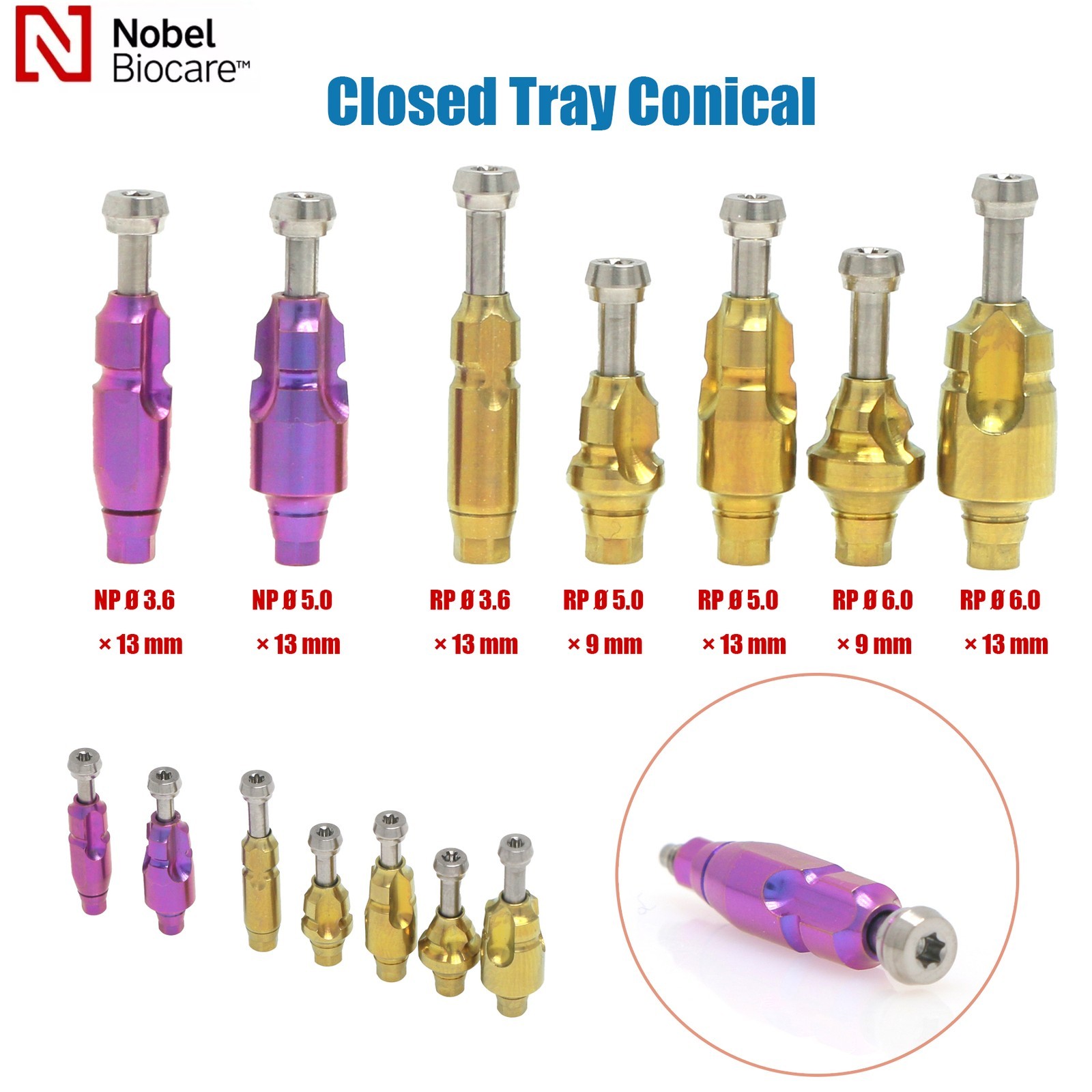 US Nobel Dental Impression Coping Open Closed Tray & Lab Analog Fit NP RP Alloy
