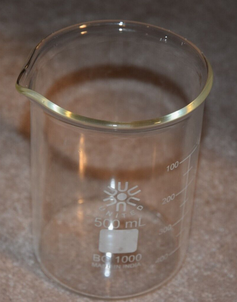 500ml Glass Beaker, United graduated (Single) Made in India
