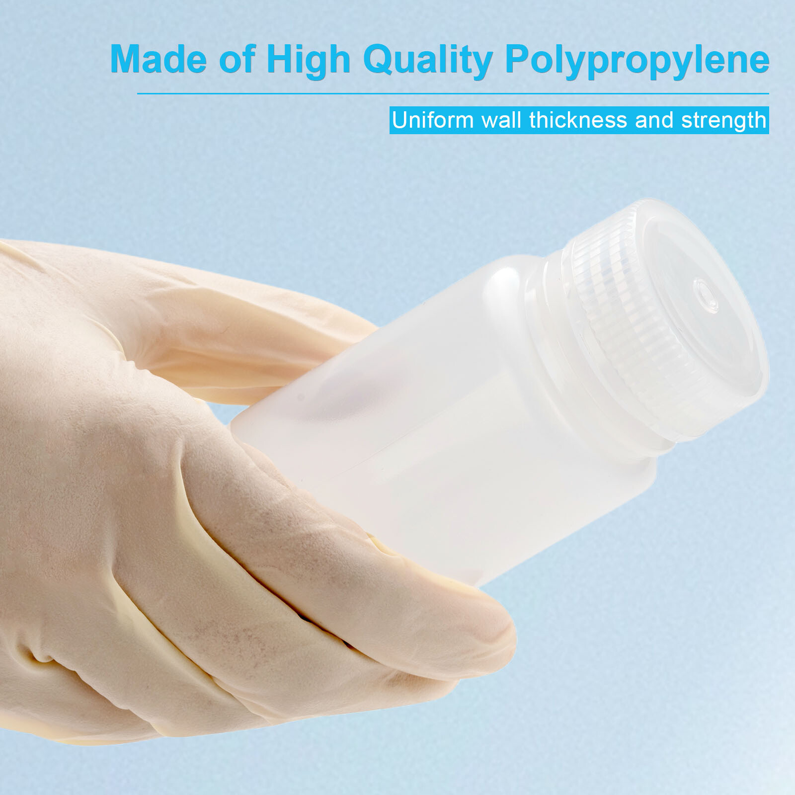 Biologix 60ml PP reagent bottles, Clear, 50/Bag, 10 Bags/Case