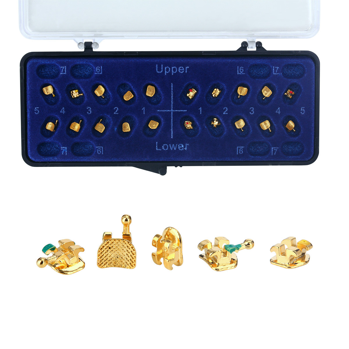 Dental Orthodontic Brackets Braces Gold Plated Mini Roth/MBT.022 345Hooks AZDENT