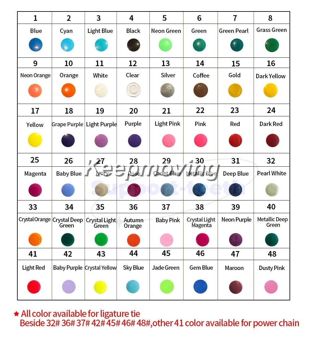 1040 Pcs/Pack Dental Orthodontic Ligature Ties Elastic Rubber Bands 44 Colors