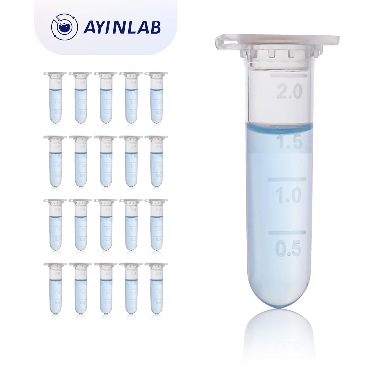 500Pcs Microcentrifuge Tubes 2ML Snap Cap Polypropylene Graduated Scientific