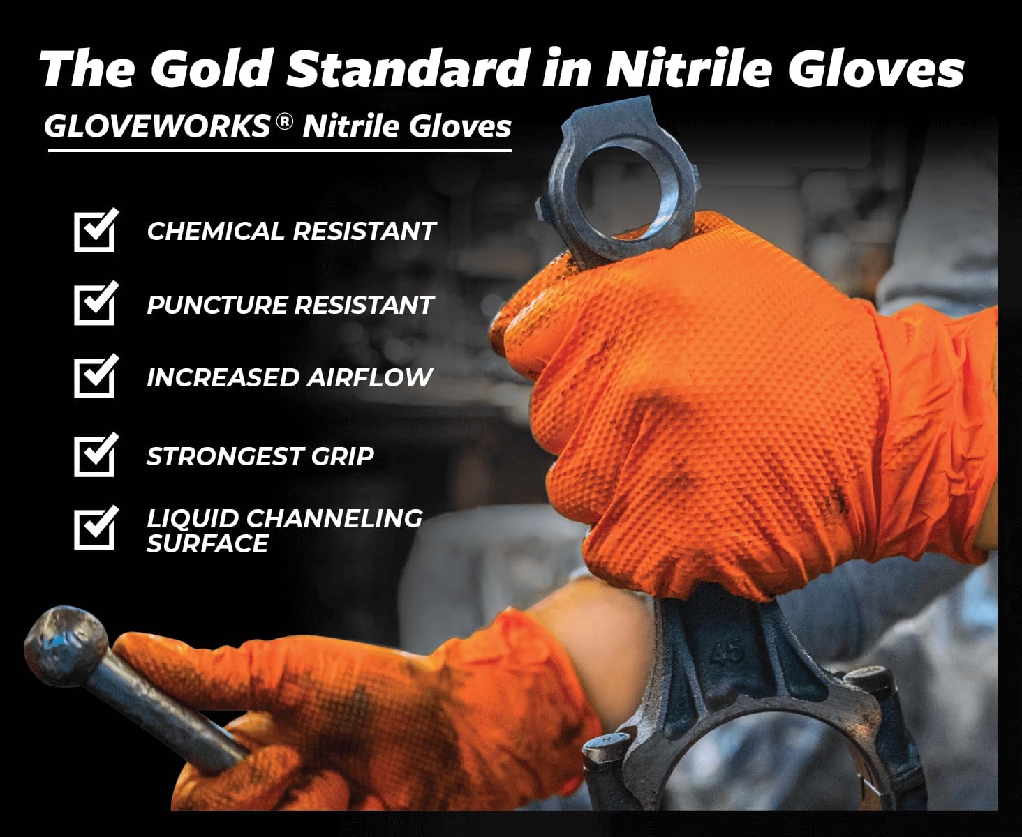GLOVEWORKS Nitrile Gloves Disposable Orange 8 Mil, XX-Large 5 Boxes 100