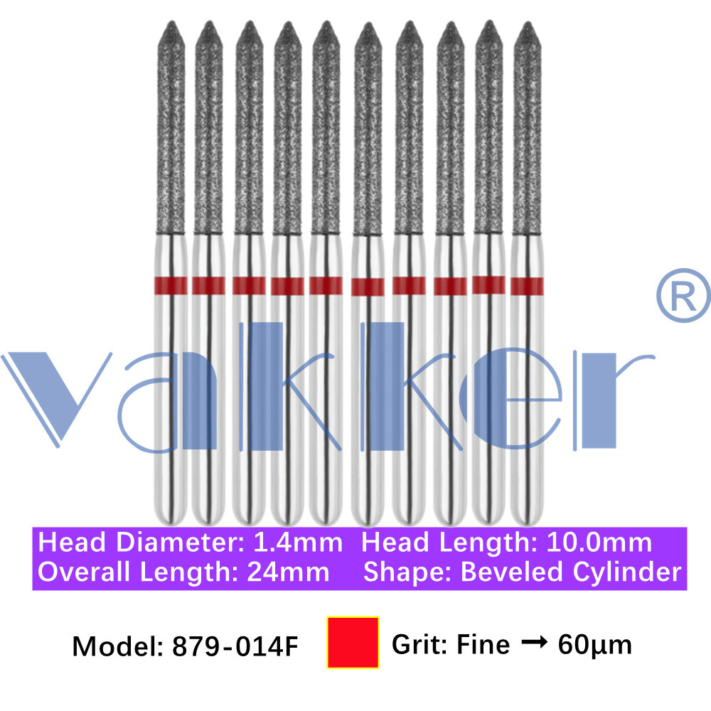 10pc Diamond Bur Shape Bevel Cylinder & Gingival Curetage Fine Medium Coarse
