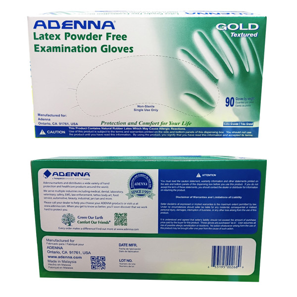ADENNA Gold Textured Latex Exam Gloves Powder Free, GLD26, ON SALE PRICE!!!