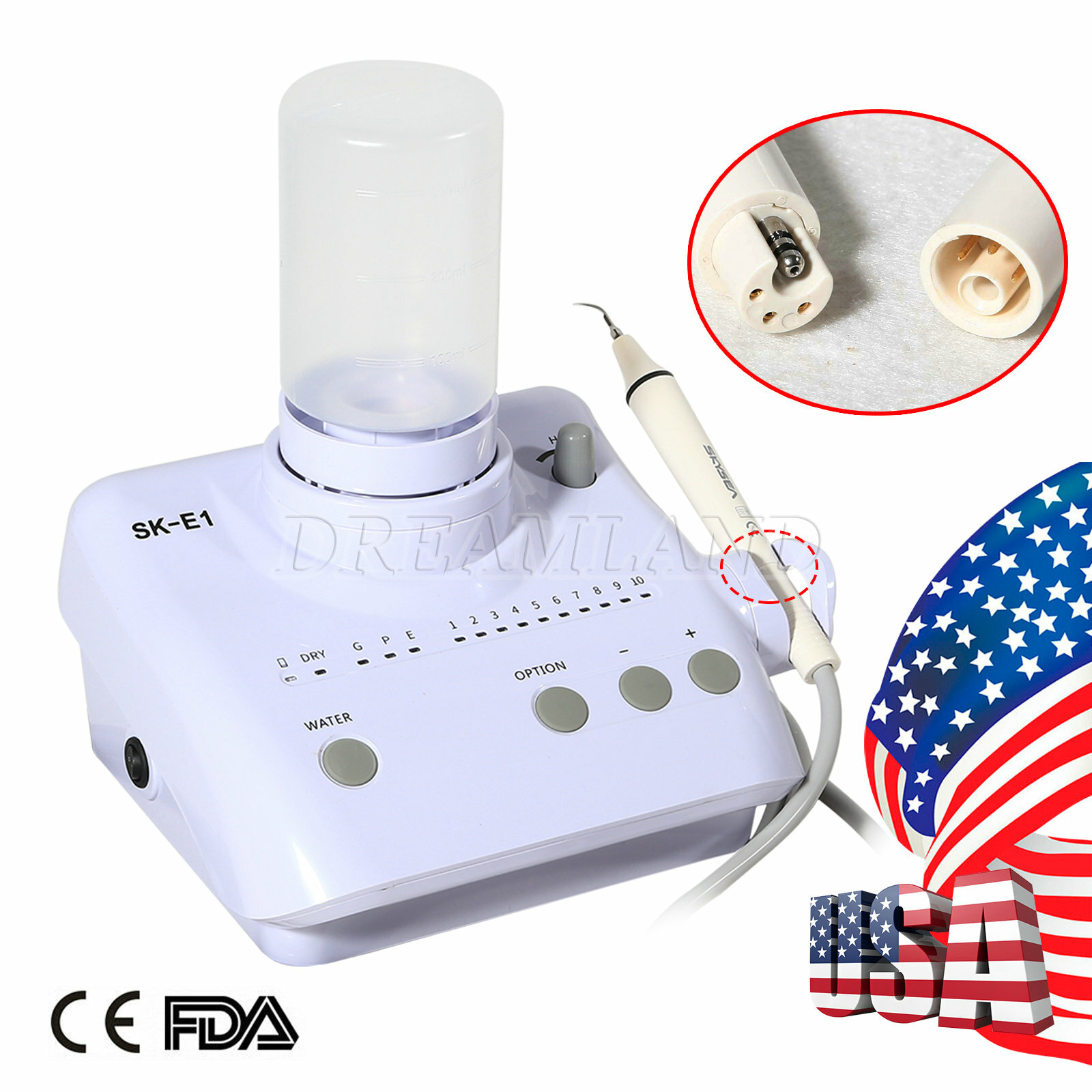 Dental Ultrasonic Piezo Scaler +2 Bottles fit Cavitron EMS / 4*Handpiece dcn