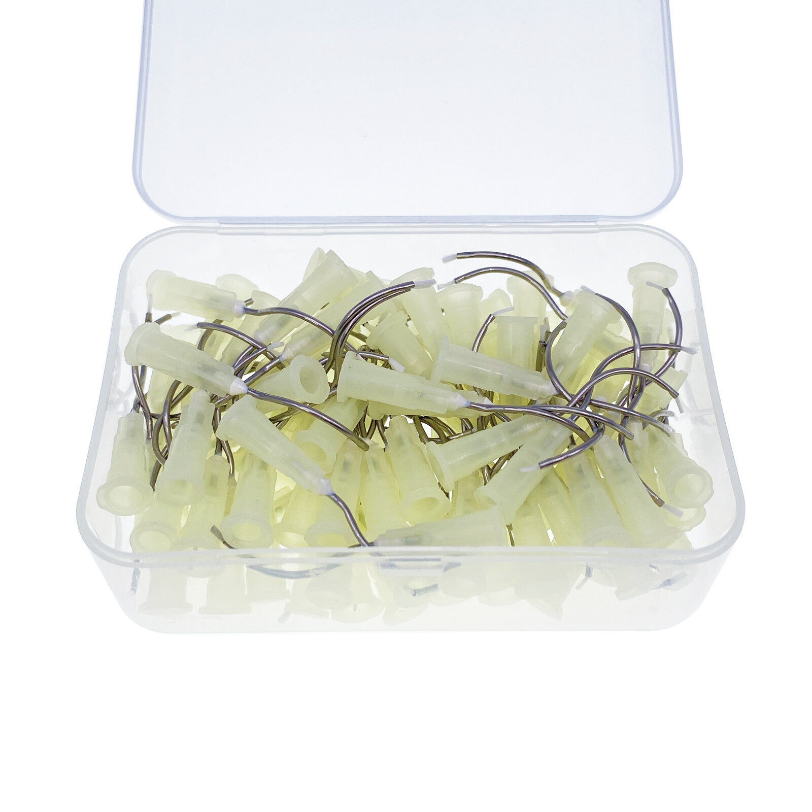 100 Pcs Dental Delivery Pre bent Tips with Brush Padded End 19G Yellow USA