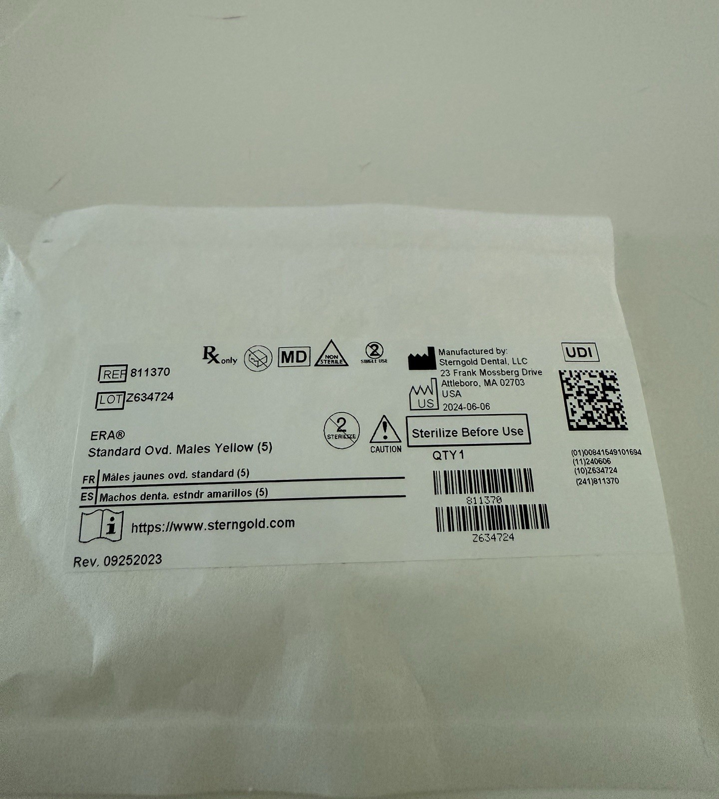 Overdenture Attachments Male Yellow