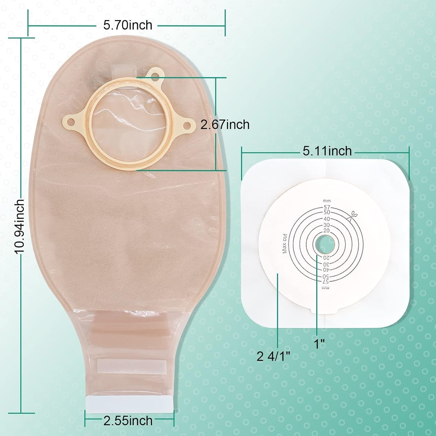 SUCONBE Ostomy Supplies, 21PCS Colostomy Bag with Hook-and-Loop Closure- 15 PCS