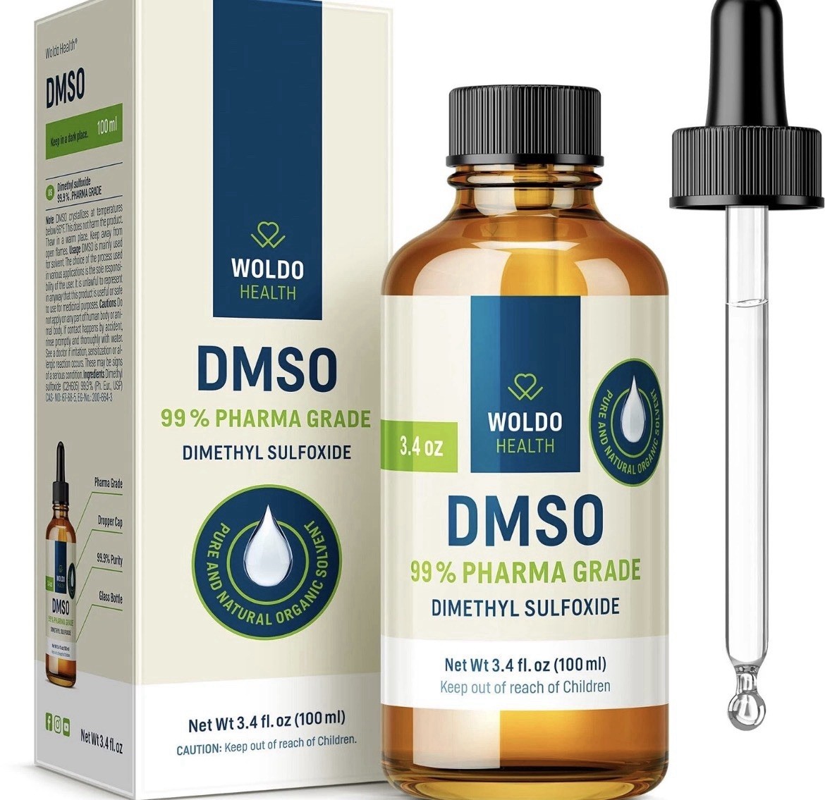 DMSO (Dimethyl Sulfoxide) 99.9% Pharmaceutical Grade 3.4Oz – Glass Bottle wi…