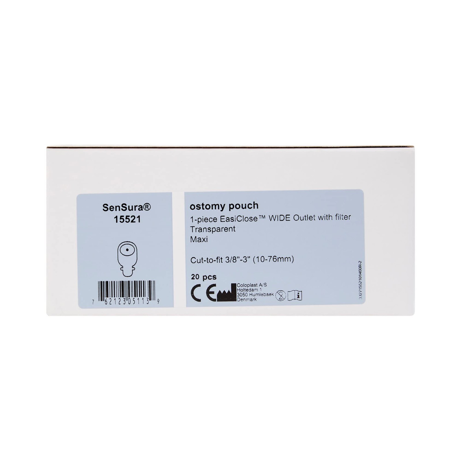 Coloplast Sensura #15521 One Piece 20 Count (Pack of 1), Transparent
