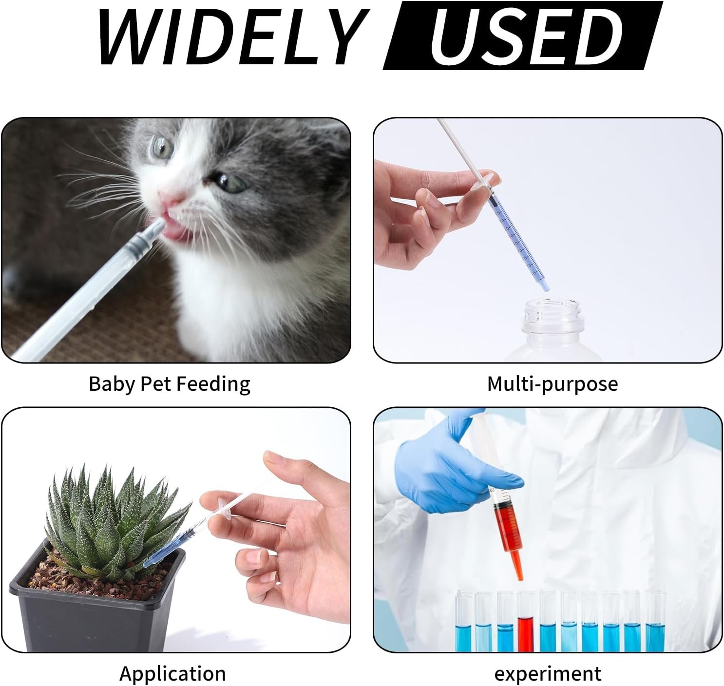 20 Pack 1ml Syringe for Liquid, 1cc Plastic Small Syringes for Scientific Labs,