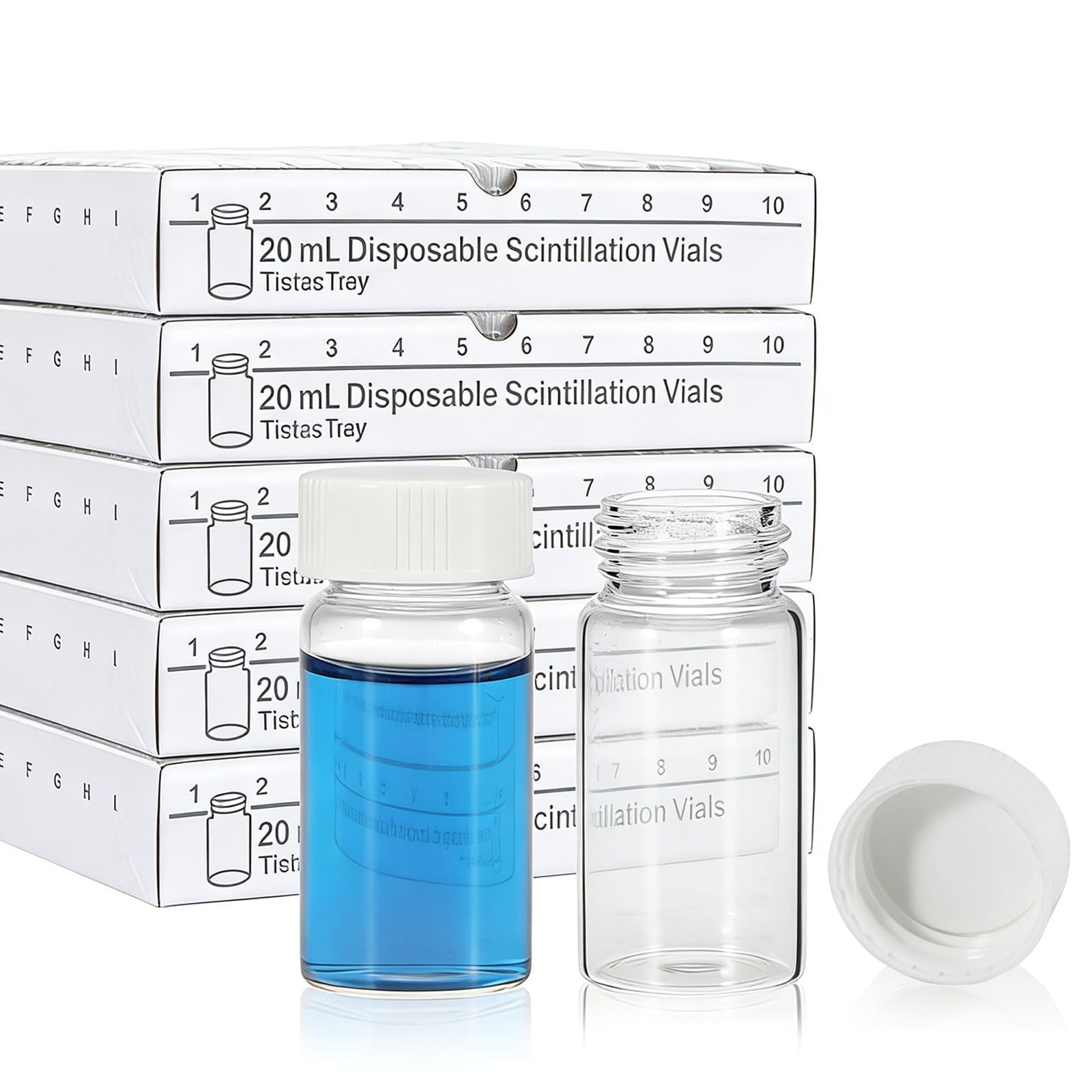 ** NEW 20 mL Borosilicate Glass Vials | 500 Pack | Screw Cap | Lab Use