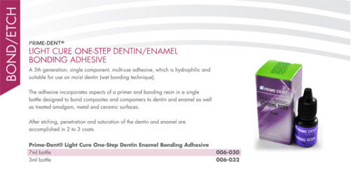 (SET OF 10) Prime-Dent Light Cure Dentin/Enamel Bonding Adhesive Resin 7mL