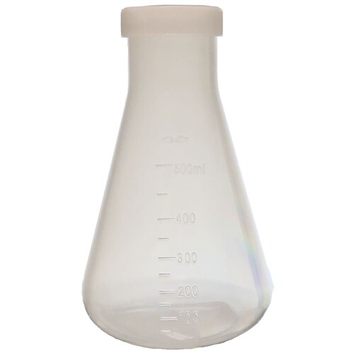 500ml Flask w/ Screw Cap, PP, Molded Graduations, Karter Sci 252Q4 (Single)