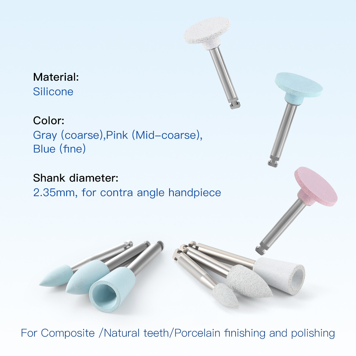 Dental RA Latch Type Composite Polishing Burs Brush Silicone Rubber with Diamond