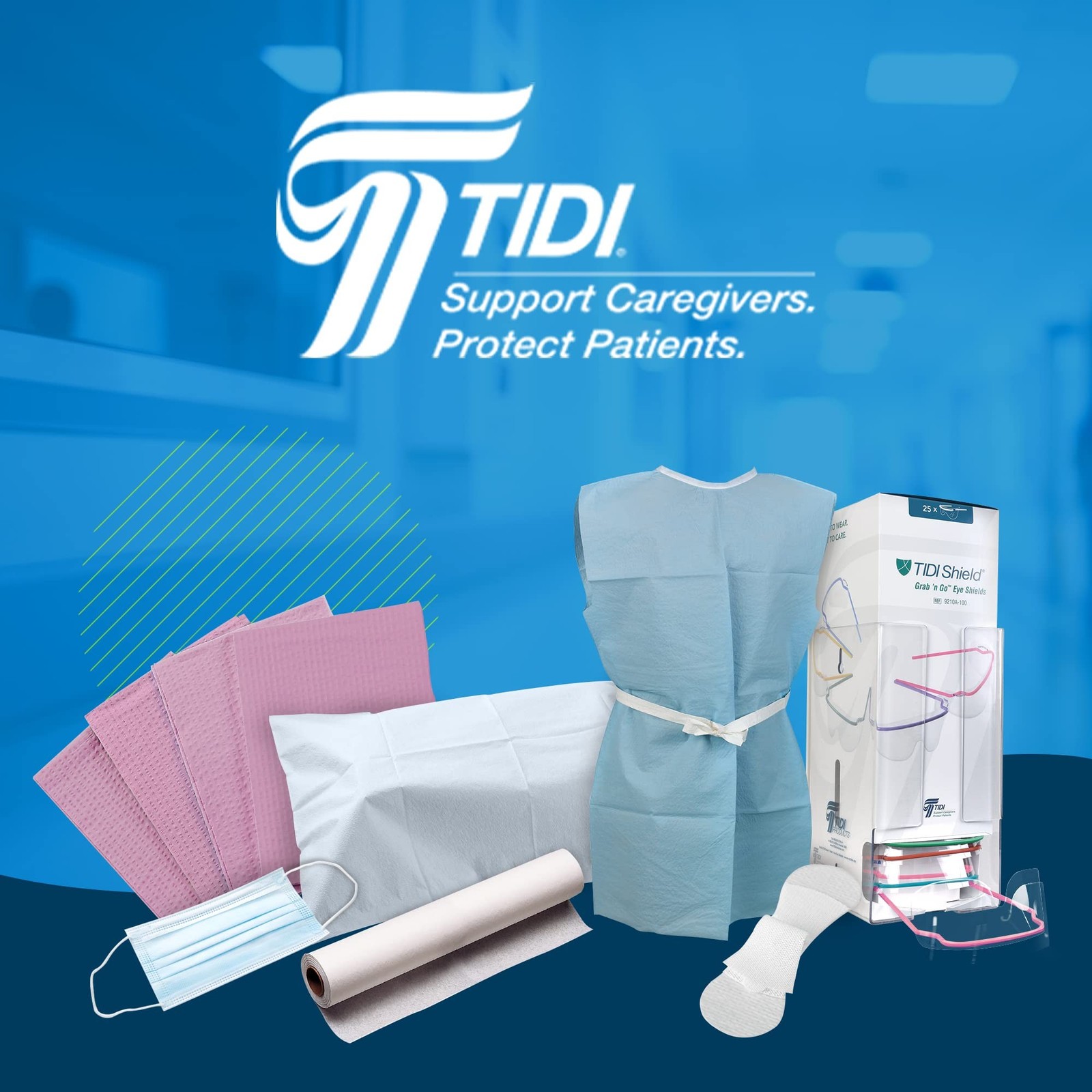 TIDI 917458 Choice Bib/Towel, Waffle Embossed, 2-Ply Tissue, Poly Back Dental…
