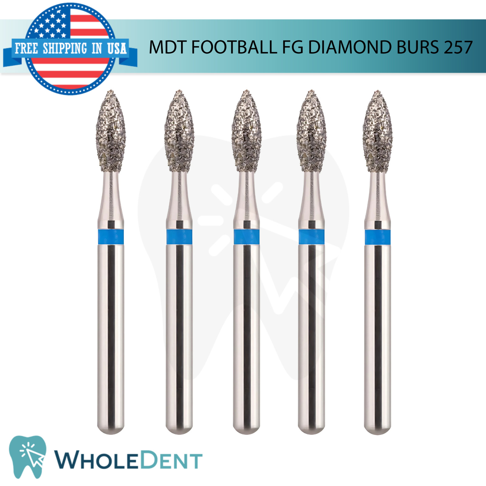 Dental MDT Football 257 FG Diamond Burs Bud Shape L20.0mm Contouring Restoration