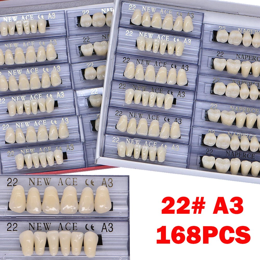 168Pc Dental Acrylic Resin Denture 22#A3 Full Set Teeth Upper Lower Shade Tooth