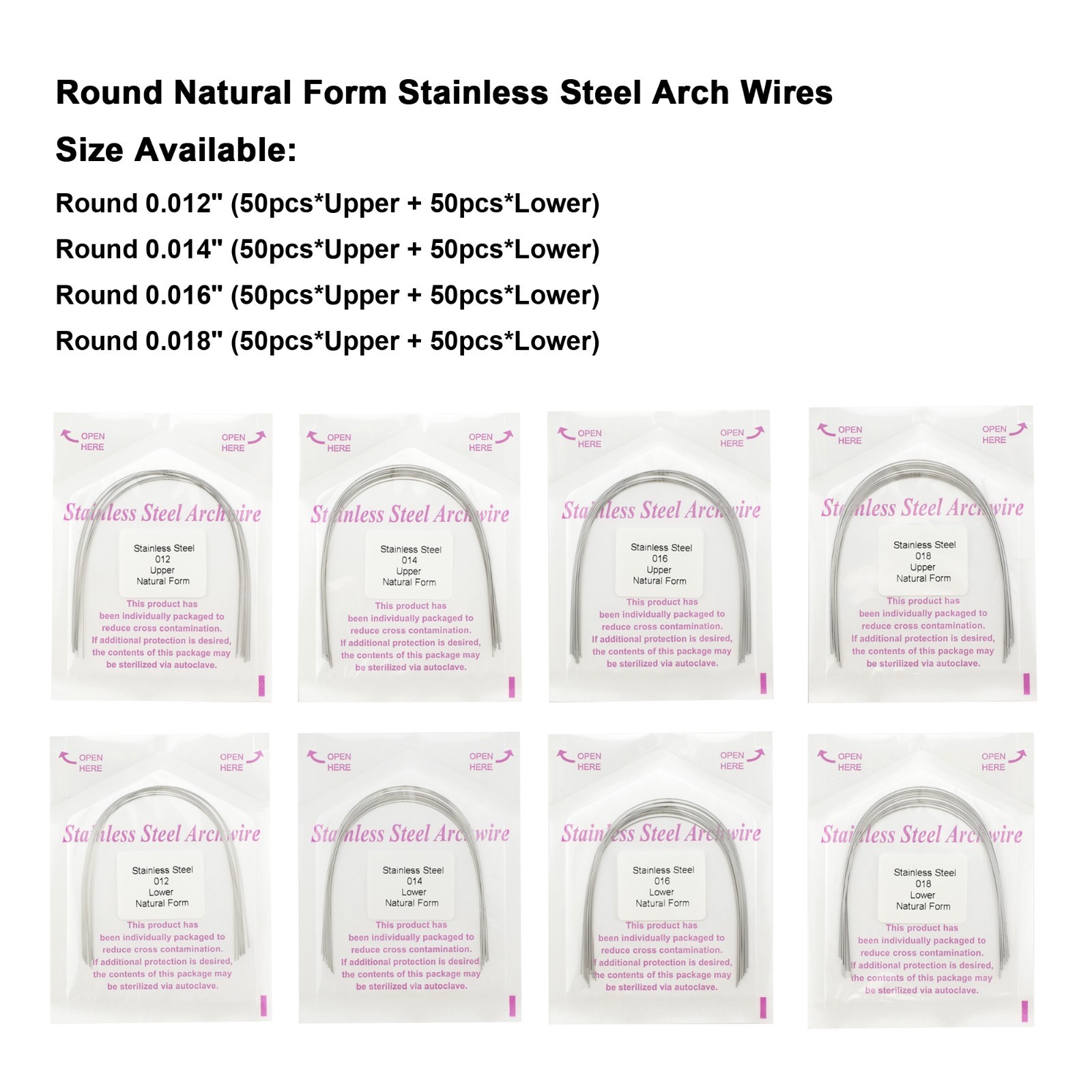 100pcs Dental Orthodontic Arch Wires Niti Stainless Steel Round Rectangular